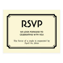 Black felt art deco retro enclosure response card postcards