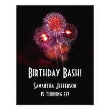 Black Fireworks Birthday Bash Invitations