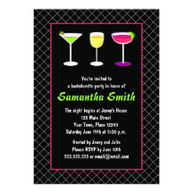 Black Fishnet Green Martini Bachelorette Party Personalized Invitation