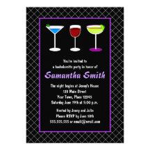 Black Fishnet & Purple Bachelorette Party Invite