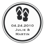 Black flip flop thong wedding favour tag seal labe stickers