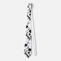 Black Floral 2 Unique Black/White Design Tie