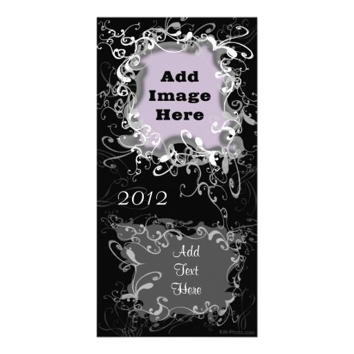 Black Floral Custom Photo Cards