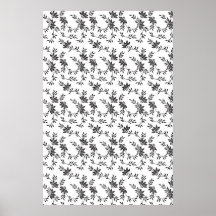 Black floral pattern print