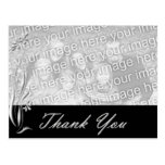 Black Floral Photo Template Thank you Postcard
