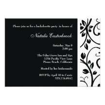 Black Floral Vine Bachelorette Party Invitation