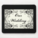 Black Floral Wedding Invitation Set mousepads