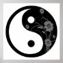 Black Floral Yin Yang Poster Print