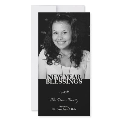 Black flourish elegant new year holiday greeting by FidesDesign