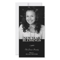 Black flourish elegant new year holiday greeting