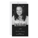 Black flourish elegant new year holiday greeting photo cards