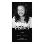 Black flourish elegant new year holiday greeting customized photo card