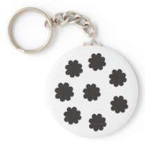 Black Flower Design Key Chain