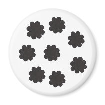 Black Flower Design Magnets
