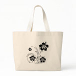 Black Flower Stencil Personalised Tote Bag