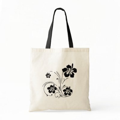 Black Flower Stencil Personalised Tote Bag by bonfire46