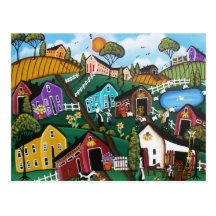 BLACK FOLK ART Lost Sheep BY LORI EVERETT postcard