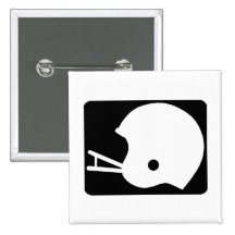 Black Football Helmet Logo Button