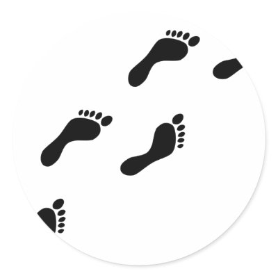 black footprints round stickers by Tomaniac