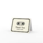 Black frame art deco retro monogram thank you