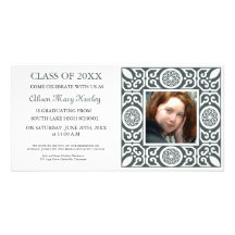 Black frame - Photo Graduation Party invites Personalised Photo Card