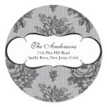 Black French Lace Address Wedding Sticker