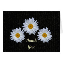 Black French Script & Daisy's- Thank You Note Card