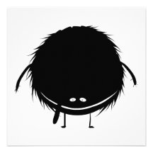 black fuzzy duzzle monster personalized invitations