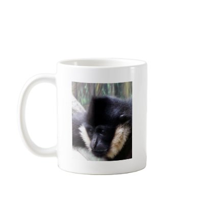 Black Gibbon Ape Face Closeup Pastel Mug by angela65