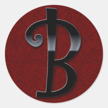 Black Gloss Monogram - B Round Sticker