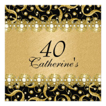 Black gold "any age" elegant party announcement