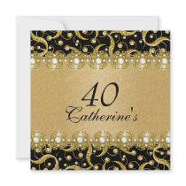 Black gold "any age" elegant party announcement