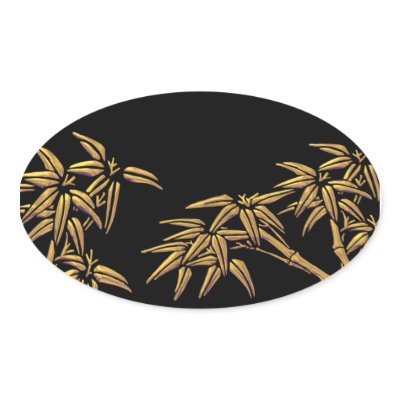 Black Gold Bamboo Asian Envelope Seal Sticker by decembermorning