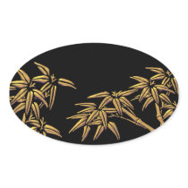 Black Gold Bamboo Asian Envelope Seal Sticker
