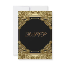 Black Gold Bat Mitzvah RSVP Custom Invitation