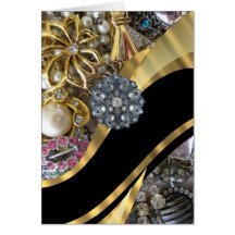 Black & gold bling greeting cards