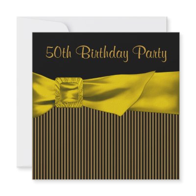 Black Gold Bow Womans 50th Birthday Party Personalized Invite by InvitationCentral
