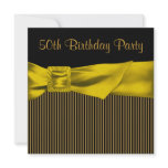Black Gold Bow Womans 50th Birthday Party invitations