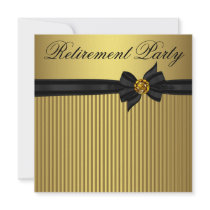 Black Gold Bow Womans Retirement Party Custom Invite