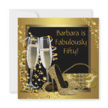 Black Gold Champagne 50th Birthday Party invitations