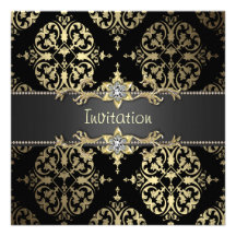 Black Gold Damask All Occasion Party Invitation