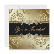 Black Gold Damask Black Tie Party