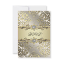 Black Gold Damask Party RSVP