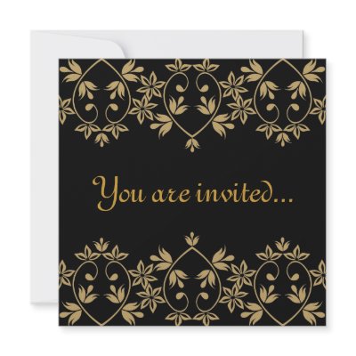 Black gold damask royal Wedding Invitations by zazzleproducts1