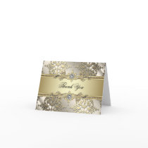 Black Gold Damask Table Thank You Cards