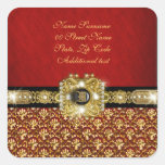 Black gold damask wedding gems stickers