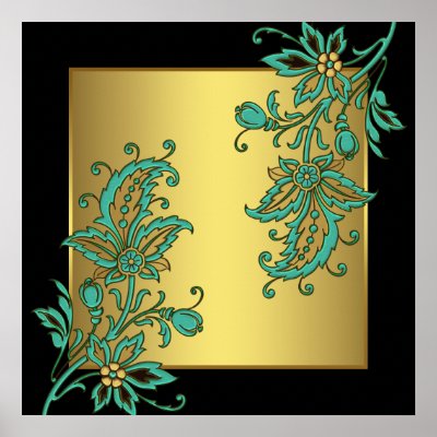 Black Gold Elegant Floral Wall Art Print by CorporateCentral