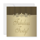 Black Gold Elegant Womans 40th Birthday Party invitations