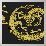 Black & Gold Fire Dragon Posters posters