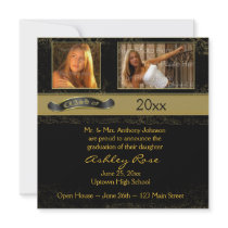 Black Gold Graduation Photo Card Announcement